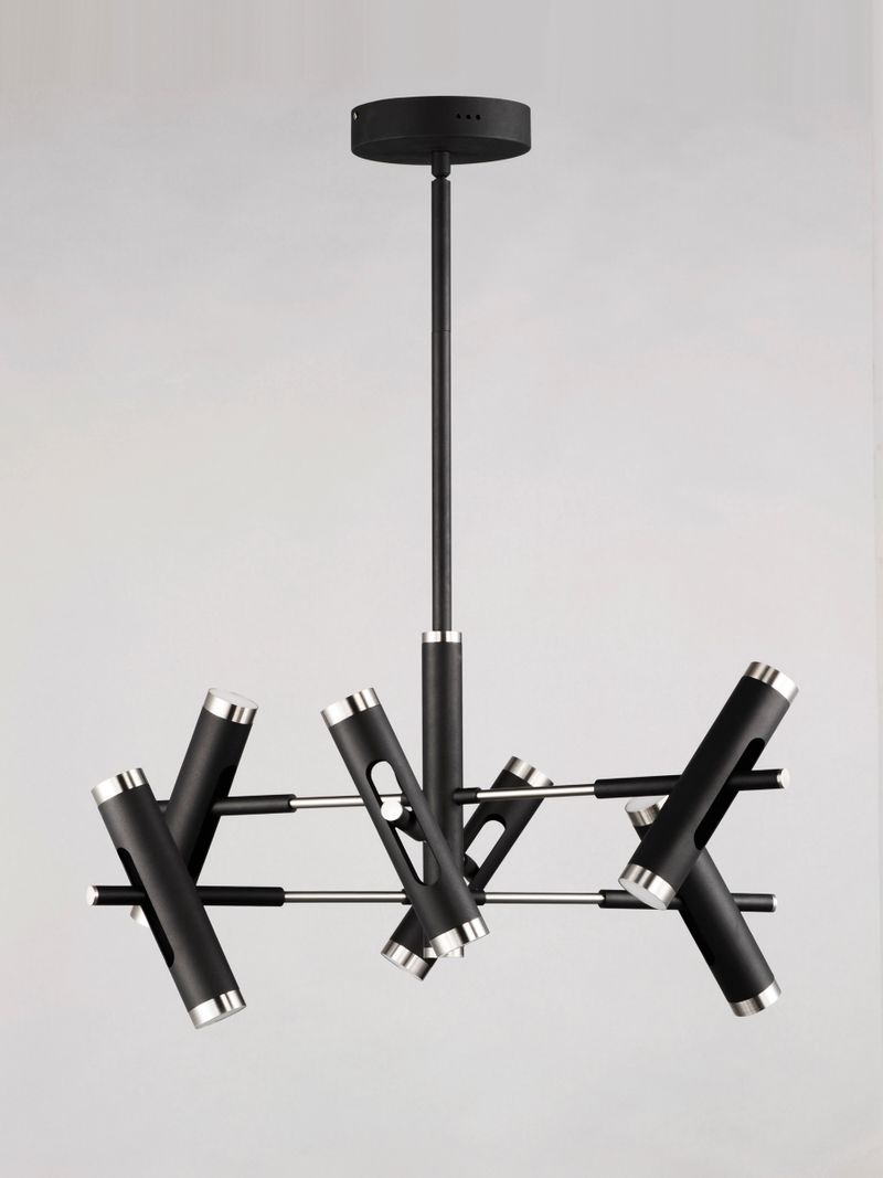 Ambit 32.25' 12 Light Multi-Light Pendant in Black and Satin Nickel