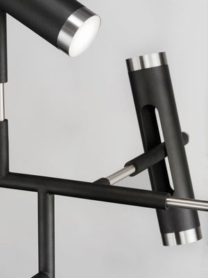 Ambit 27.5' 10 Light Multi-Light Pendant in Black and Satin Nickel