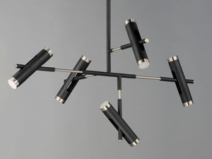 Ambit 27.5' 10 Light Multi-Light Pendant in Black and Satin Nickel