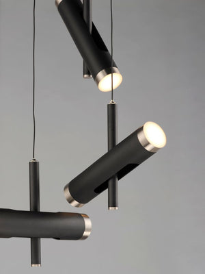 Ambit 14' 6 Light Multi-Light Pendant in Black and Satin Nickel