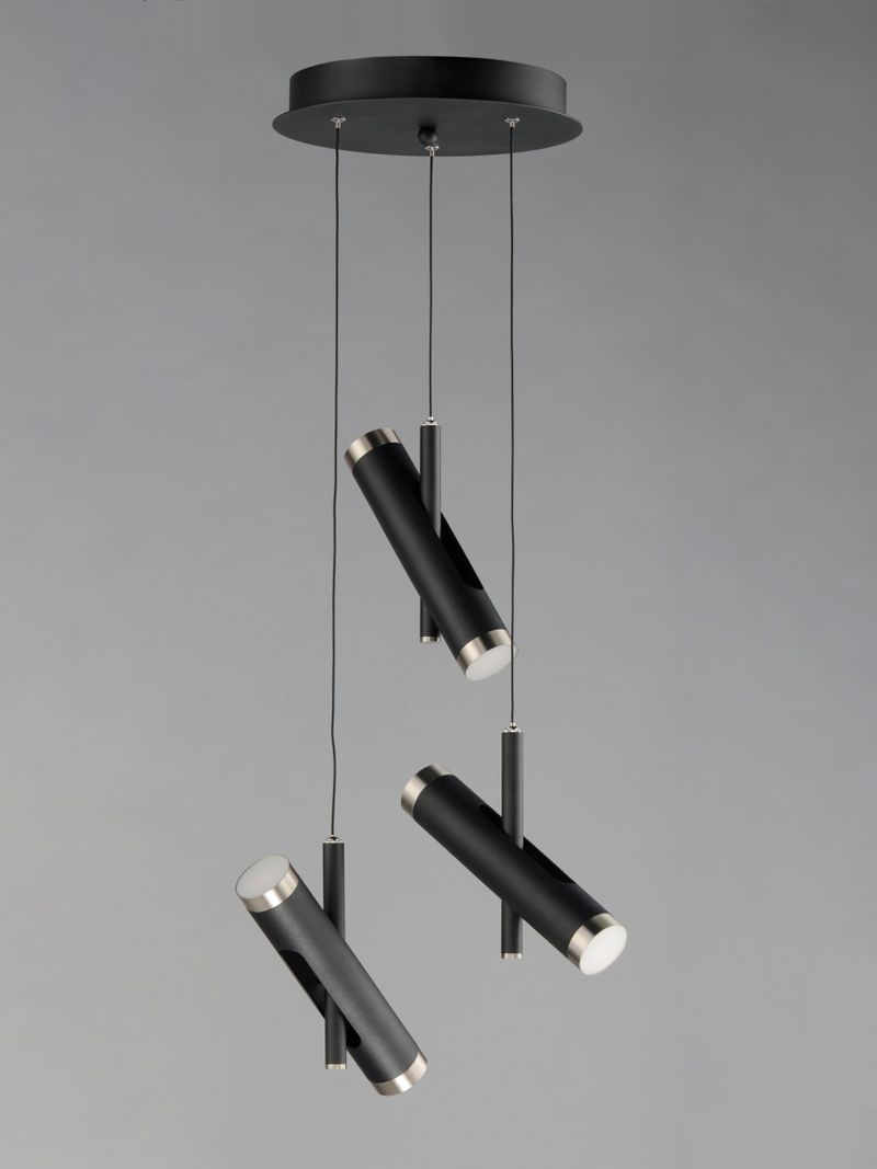 Ambit 14' 6 Light Multi-Light Pendant in Black and Satin Nickel