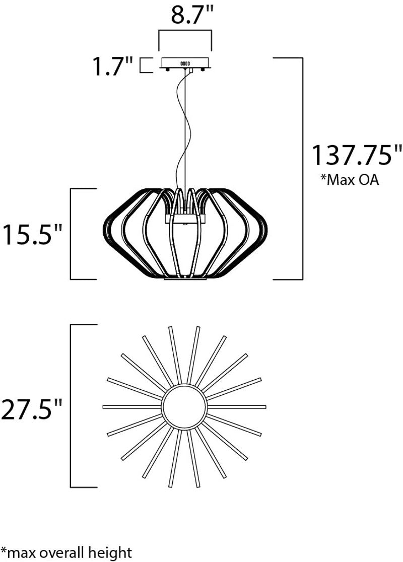 Argent 27.5' 18 Light Single Pendant in Polished Chrome