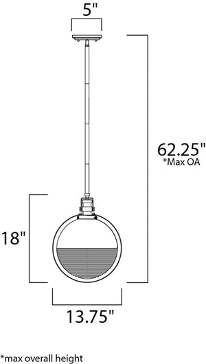 Axiom 12.25' Single Light Pendant in Black and Satin Nickel