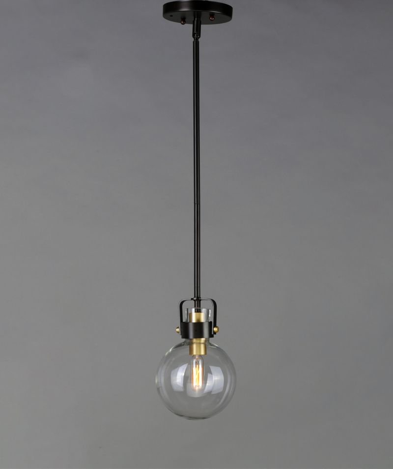 Bauhaus 6' Single Light Pendant in Bronze and Satin Brass