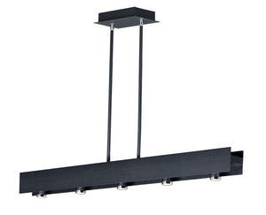 Beam 3' 5 Light Linear Pendant in Black and Polished Chrome