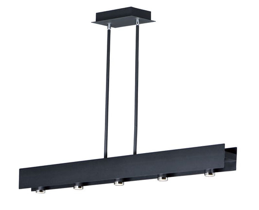 Beam 3" 5 Light Linear Pendant in Black and Polished Chrome