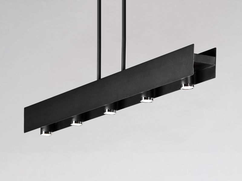 Beam 3' 5 Light Linear Pendant in Black and Polished Chrome