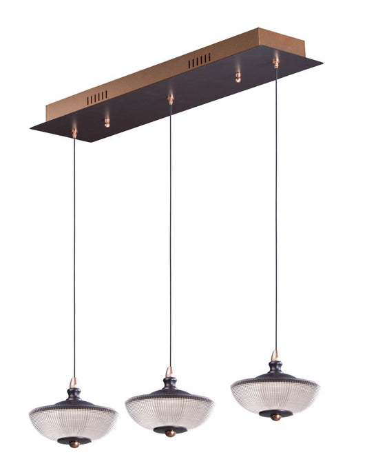 Bella 6" 3 Light Linear Pendant in Bronze and Gold