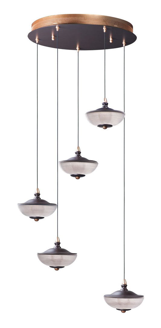 Bella 19.75" 5 Light Multi-Light Pendant in Bronze and Gold