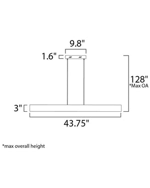 Blade 43.75' Single Light Linear Pendant in Brushed Aluminum