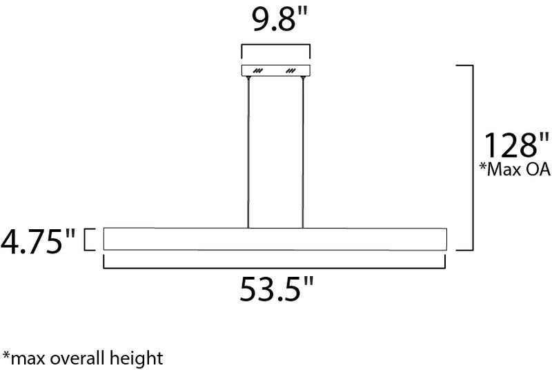 Blade 53.5' Single Light Linear Pendant in Brushed Aluminum