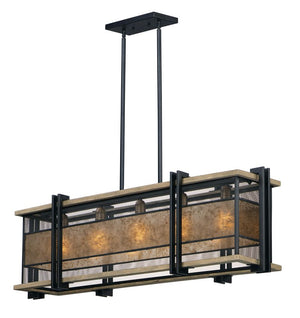 Boundry 12' 5 Light Chandelier in Black and Barn Wood and Antique Brass