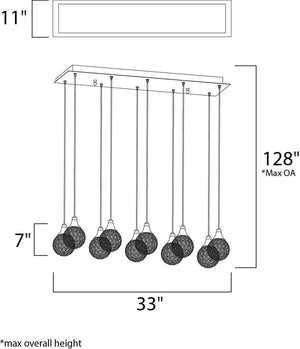 Brilliant 11' 10 Light Linear Pendant in Polished Chrome