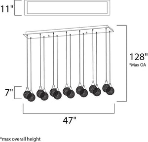 Brilliant 11' 14 Light Linear Pendant in Polished Chrome