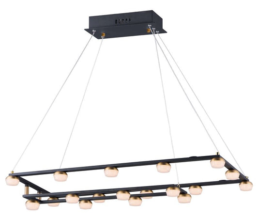 Button 15.75" 18 Light Suspension Pendant in Black and Gold