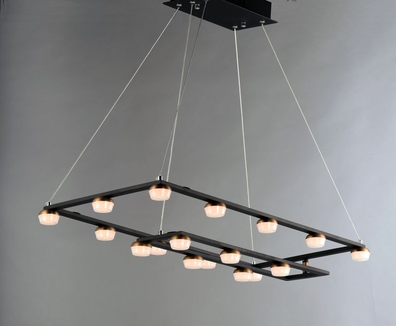 Button 15.75' 18 Light Suspension Pendant in Black and Gold