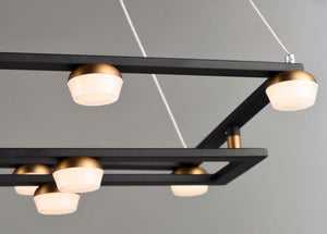 Button 15.75' 18 Light Suspension Pendant in Black and Gold