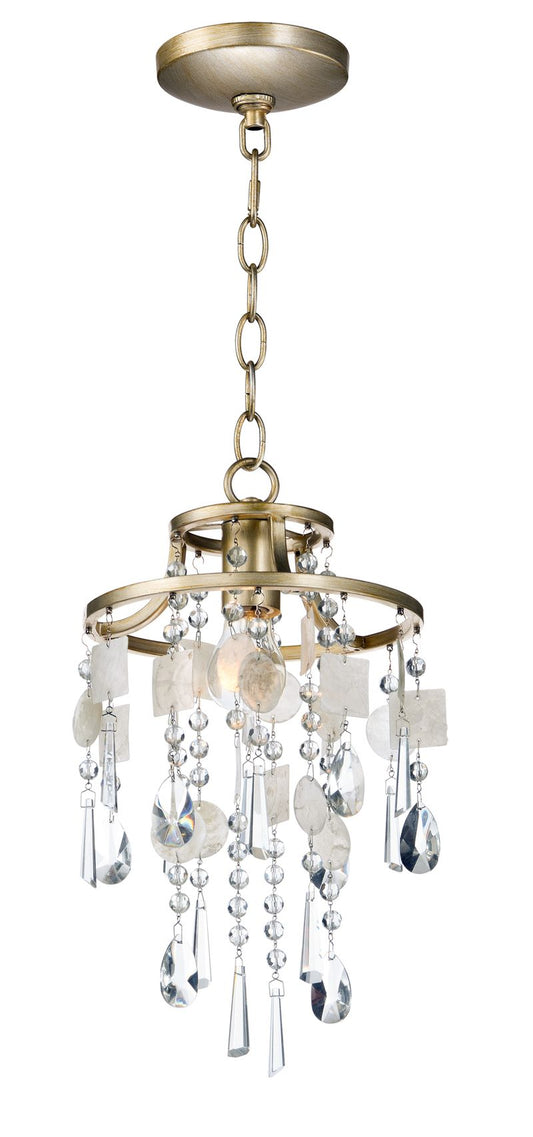 Cebu 9" Single Light Suspension Pendant in Capiz Gold Silver