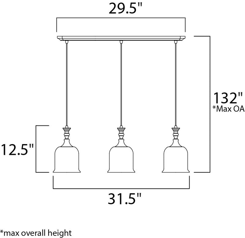 Centennial 6.25' 3 Light Suspension Pendant in Polished Nickel