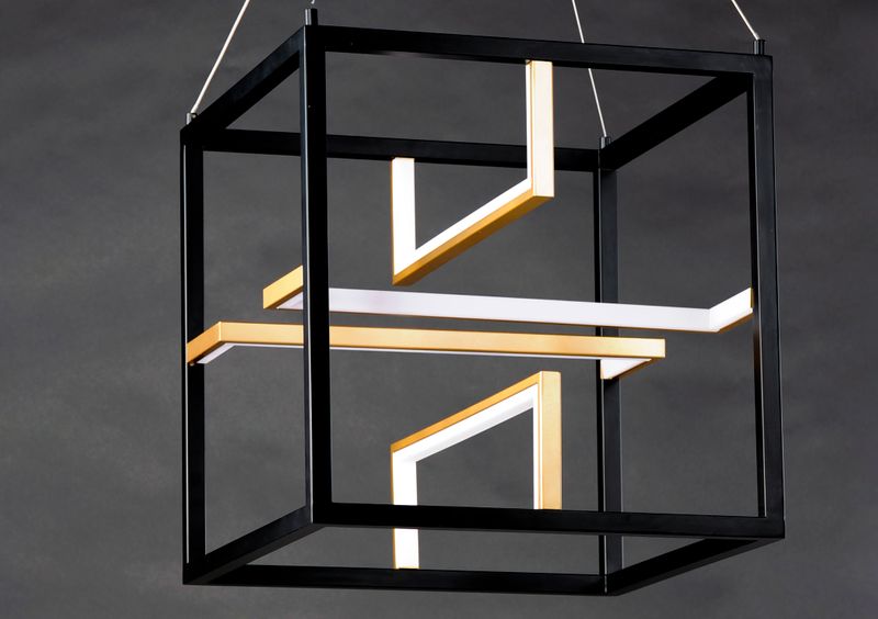 Chamber 18.25' 4 Light Single Pendant in Black and Gold