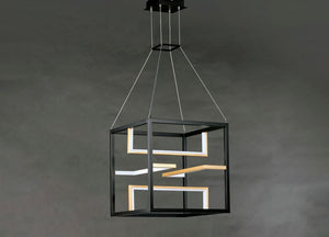 Chamber 23.75' 4 Light Single Pendant in Black and Gold