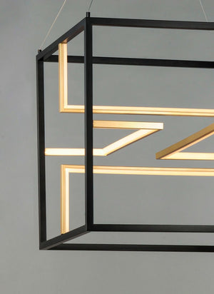 Chamber 23.75' 4 Light Single Pendant in Black and Gold