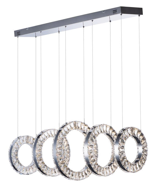 Charm 13.75" 5 Light Linear Pendant in Polished Chrome