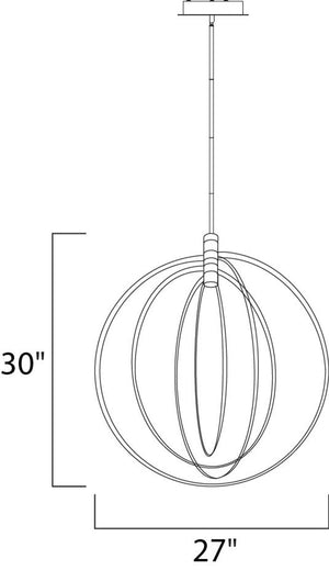 Concentric 27' 4 Light Single Pendant in Brushed Platinum