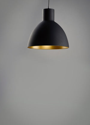 Cora 8.75' Single Light Suspension Pendant in Black and Gold