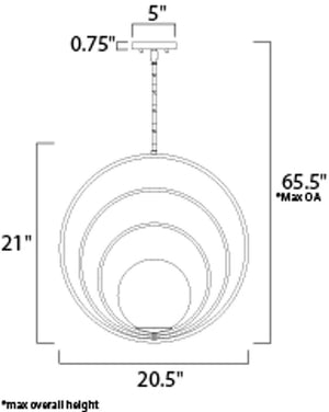 Coronet 20.5' Single Light Pendant in Satin Brass