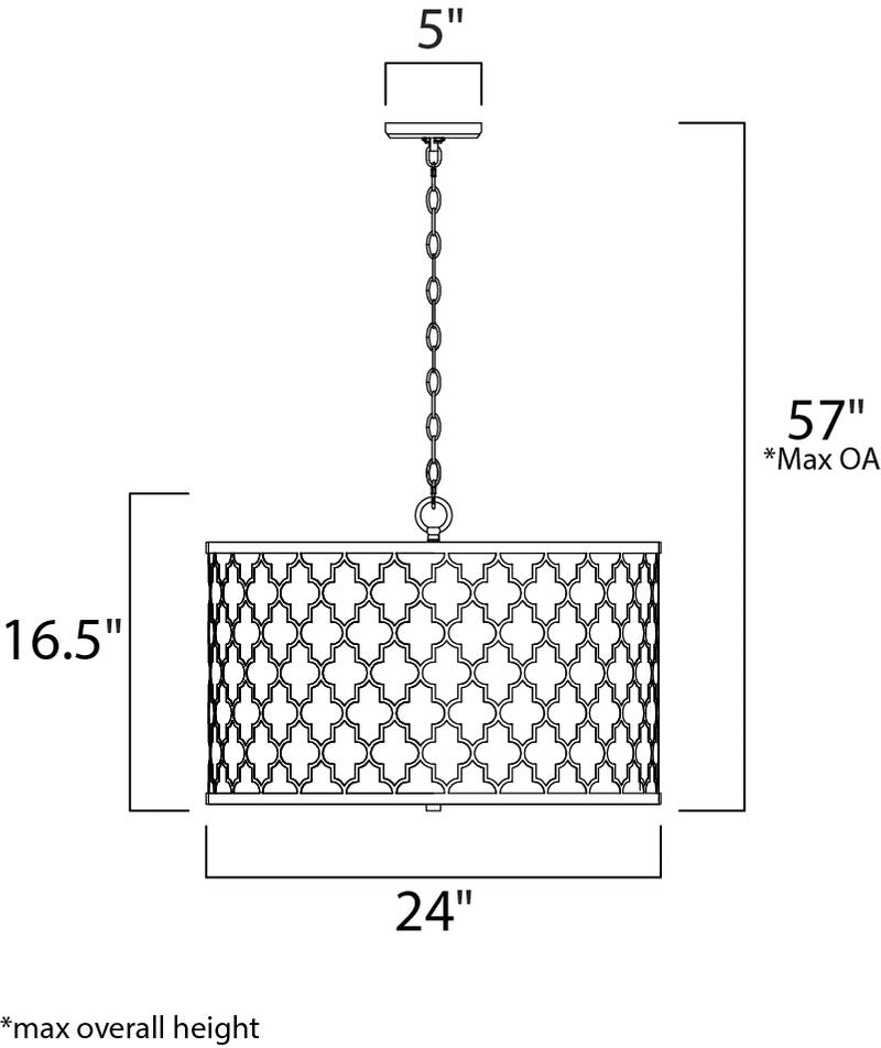 Crest 24' 4 Light Suspension Pendant in Oil Rubbed Bronze Antique Brass