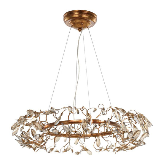 Crystal Garden 28" 8 Light Entry Foyer Pendant in Gold Leaf