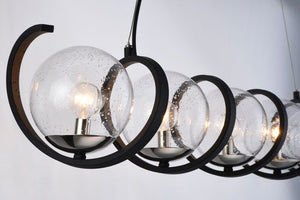 Curlicue 7' 5 Light Linear Pendant in Black and Polished Nickel