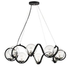 Curlicue 35' 8 Light Entry Foyer Pendant in Black and Polished Nickel