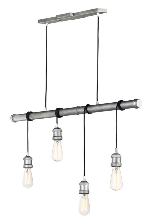 Early Electric 4.5" 4 Light Suspension Pendant in Weathered Zinc