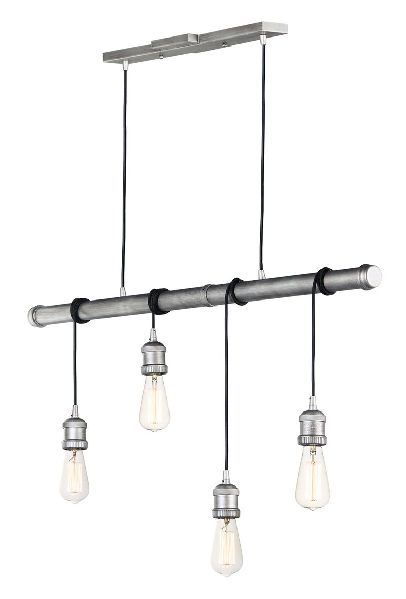 Early Electric 4.5' 4 Light Suspension Pendant in Weathered Zinc