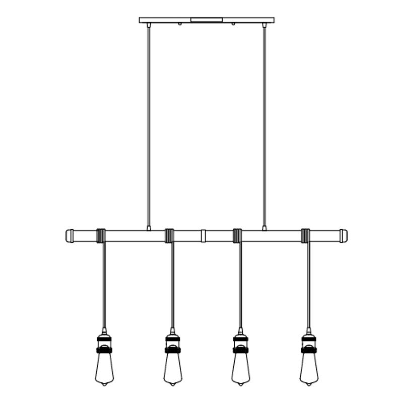 Early Electric 4.5' 4 Light Suspension Pendant in Weathered Zinc