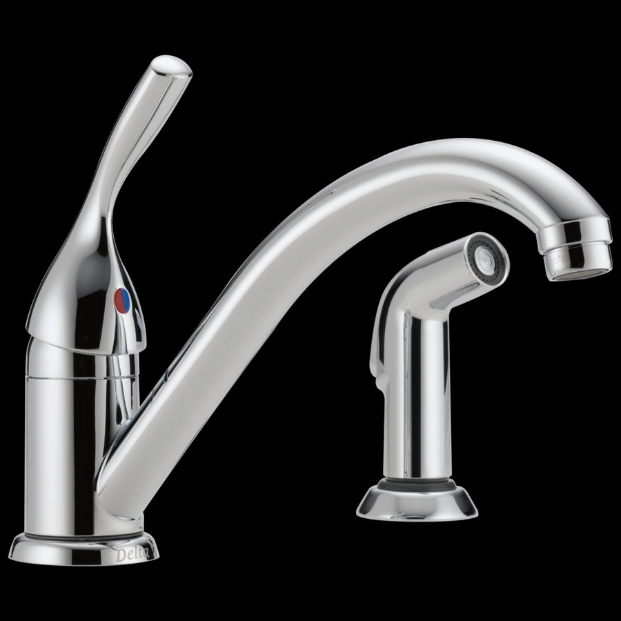Classic Single-Hole Kitchen Faucet in Chrome with Side Spray