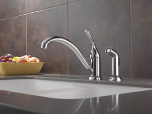 Classic Single-Hole Kitchen Faucet in Chrome with Side Spray