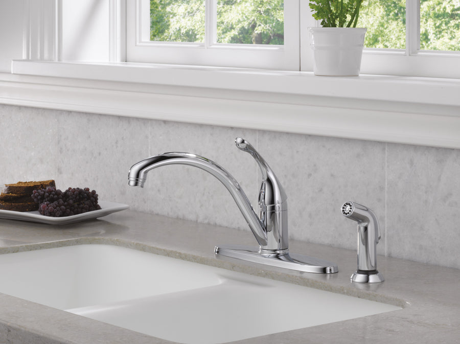 Collins Single-Handle Kitchen Faucet in Chrome with Side Spray