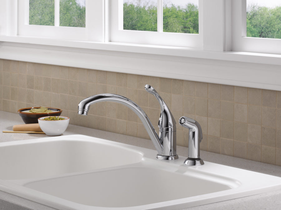 Collins Single-Hole Kitchen Faucet in Chrome with Side Spray