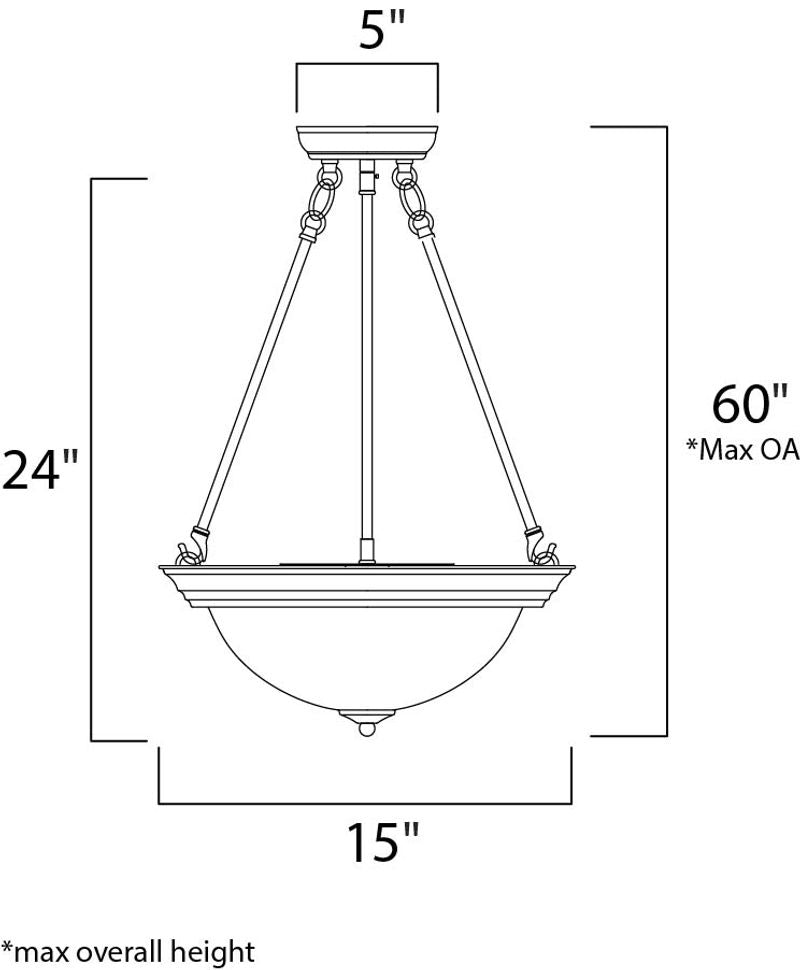 Essentials - 584x 15' 3 Light Inverted Bowl Pendant in Satin Nickel