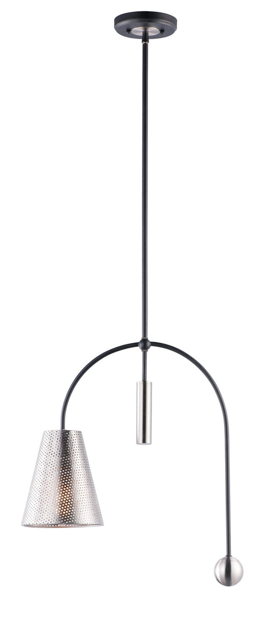 Filter 7" Single Light Mini-Pendant in Black and Satin Nickel