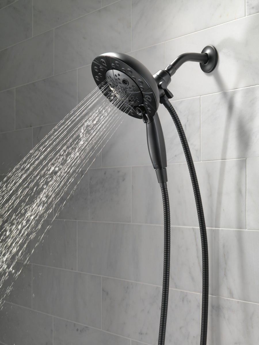 Universal Showering Components 6.88' Showerhead in Matte Black - Pull Down Hand Shower