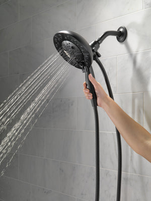 Universal Showering Components 6.88' Showerhead in Matte Black - Pull Down Hand Shower
