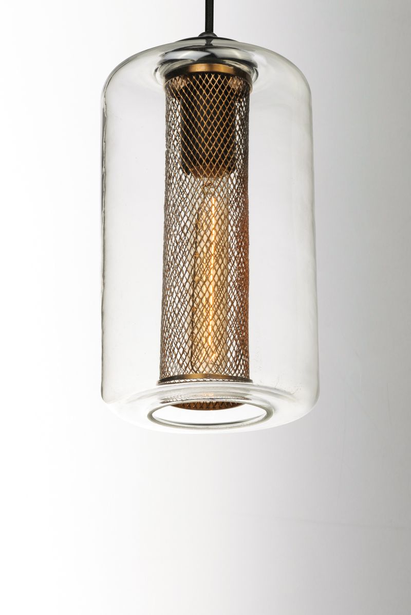 Firefly 6' Single Light Pendant in Black and Satin Brass