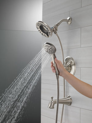 Linden Single-Handle Traditional Tub & Shower in Stainless - Pull Down Hand Shower