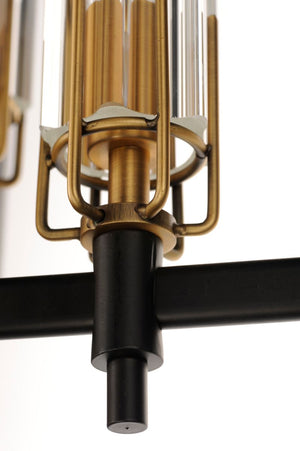 Flambeau 12.75' 3 Light Single Pendant in Black and Antique Brass