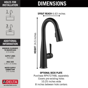Essa Pull-Down Bar Kitchen Faucet in Matte Black with Touch Tech