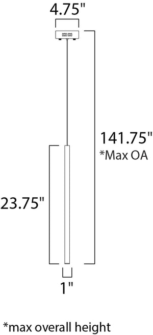 Flute 1' x 23.75' Single Light Mini-Pendant in Polished Chrome